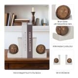 EV19393#S/2 6" Rikard Marble Bookends, White/brown