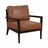 EV19571#32" Sanders Suede Wood Accent Chair, Brown