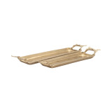 EV19503#S/2 20/26" Visby Gold Leaf Trays