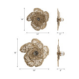 EV19530#S/2 14/18" Salma Gold Wall Flowers