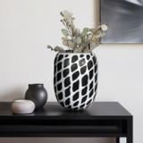 EV19648-02#18" Fleming Large Black And White Glass Vase