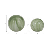 EV19702-02#S/2 5/6" Lucinda Green Swirl Spheres