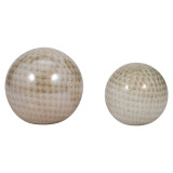 EV19702-04#S/2 5/6" Meira Ivory Swirl Spheres