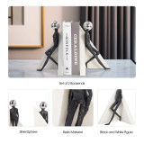 EV19768#S/2 11" Crestone Figure Bookends With Steel Sphere