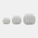 EV19778#S/3 3/4/5" Huzzah Decor Knot Object, White