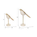 EV19790#S/2 Vara Bird Statuary, Wht/gold