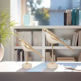 EV19790#S/2 Vara Bird Statuary, Wht/gold