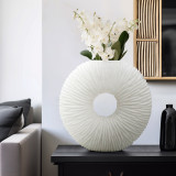 EV19797#21" Nataly Large Quartz Resin Vase, White