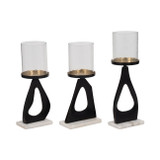 EV19824-02#S/3 13/13/15" Provence Black Candle Holders 