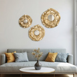 EV19875#S/3 16/20/24" Huff Metal Wall Decor W/ Mirror,gold
