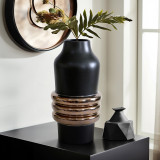 EV20012-01#15" Calorin Oversized Tribal Vase, Black/gold
