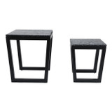 EV20048-01#S/2 19/23" Collier Marble Top Accent Tables, Black