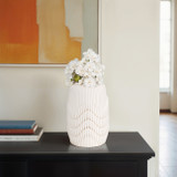 EV20071-01#12" Providence 3d Printedvase, Ivory/beige