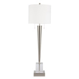 EV51291-02#36" Carmelo Crystal Buffet Table Lamp, Silver/whit