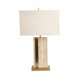 EV51293#26" Hallberg Travertine Table Lamp, Gold/ivory