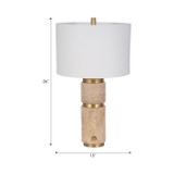 EV51294#26" Knox Travertine Table Lamp, Gold/ivory