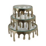 EV20877#S/3 9/12/14" Nevis Glass And Aluminum Risers