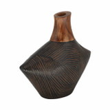 EV20943-01#9" Kenai Small Wood And Metal Vase