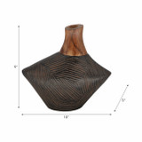 EV20943-01#9" Kenai Small Wood And Metal Vase