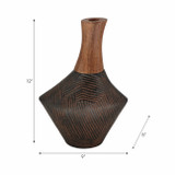 EV20943-02#12"kenai Large Wood And Metal Vase