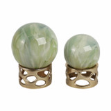 EV21019-02#S/2 7/8" Anoka Green Marbled Sphere Statuary
