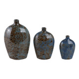 EV21060#S/3 6/8/10" Olympia Blue Ceramic Vases
