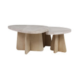 EV20959#S/2 20/40" Corvus Marble And Wood Coffee Table - S