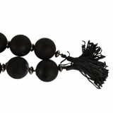 EV21085-02#56'' Renton Blk & Slvr Glass Garland W Lthr Tassel