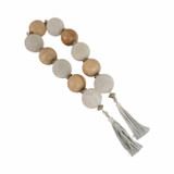 EV21085-07#56'' Bothelle Glass And Wood Garland W Lthr Tassel