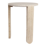 EV21157#22" Louva Carved Travertine Accent Table