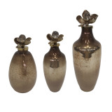 EV21170#S/3 12/13/18"quincy Glss Bttles W/metal Flwr Toppr