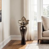 EV21171-01#37"quincy Small Oversized Vase W/metal Flwer Toppr