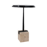 EV21195#26" Vesper Glass And Travertine Accent Table