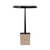 EV21195#26" Vesper Glass And Travertine Accent Table