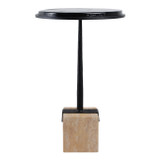 EV21195#26" Vesper Glass And Travertine Accent Table