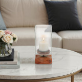 EV21201-02#13" Jarvie Lrge Wood & Glass Candle Hurricane,brwn