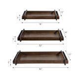 EV21203#S/3 18/22/26" Kazu Wood Trays, Brown