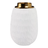 EV21205-03#9" Zurich Large Ecomix And Metal Vase, Wht/gld