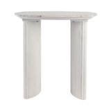 EV21206-01#24"catalina Travertine&fluted Wood Accent Table/kd