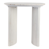 EV21206-01#24"catalina Travertine&fluted Wood Accent Table/kd