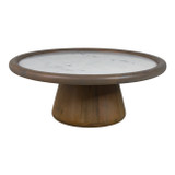 EV21209-02#39" Aleena Wood And Marble Coffee Table, Brwn