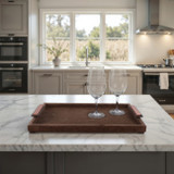 EV21246#19" Delrio Suede & Gold Gemstone Hardware Tray