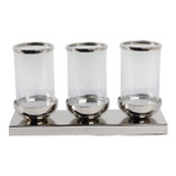 EV21260#16" Edmond Silver 3-candle Centerpiece