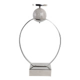 EV21261-04#26"durant Large Slvr Candle Holder W/marble Sphere