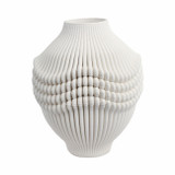 EV21276-01#14"coulter Small 3d Printed Porcelain Vase, Ivory