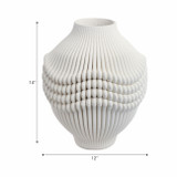 EV21276-01#14"coulter Small 3d Printed Porcelain Vase, Ivory