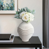 EV21276-01#14"coulter Small 3d Printed Porcelain Vase, Ivory