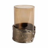 EV21402-01#8" Maputo Sm Candle Holder Glass, Brown