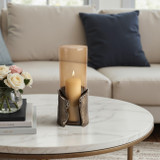 EV21402-03#15" Maputo Lg Candle Holder Glass, Brown