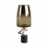 EV21404-02#19" Lusaka Lg Hurrican Glass W/stone Base, Gold